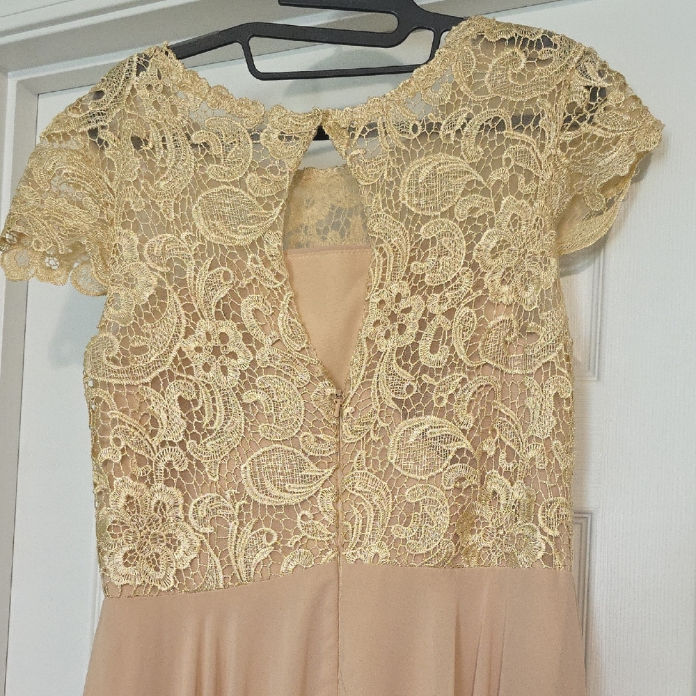 Cream Flutter Sleeve Gown for Wedding Guests - Picture 2 of 3